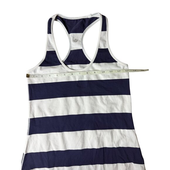 Lululemon Cool Racerback Striped Racerback Tank Women Size 4 - 6 W1A21S  Navy - Picture 6 of 16